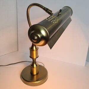 Mid Century Brass Table Lamp Art Deco Reading Light Adjustable Office Vtg MCM